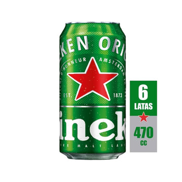 Pack Cerveza Heineken Lata 6 un 470 cc